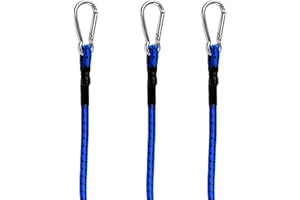 ZUYEKWXS Lot de 3 tendeurs en Caoutchouc - avec Crochet/Mousqueton, tendeurs à Bagages - 100 cm - pour vélo, Voiture, Camping, bâche (LAN)