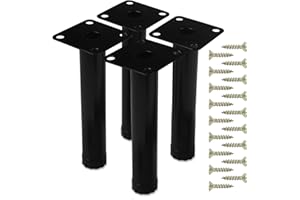 tekenewbse 4 Pezzi Piedini per Mobili, 15 cm Metallo Nero Gambe Tavolo Piedi Regolabili Scrivania, Tavolino Piedini Divano Zampe Mobili Letto, Gambe Supporto per Divani Armadietti Comodini Universali