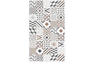 DobleUve Estudio Alfombra Vinílica Hidráulica 18 en Marrón 47x80 cm | Vinilo Antideslizante y Lavable para Cocina, Terraza Exterior y Salón