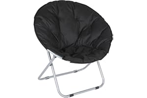 YSSOA Comfy Saucer Chair, Folding Chair, Soft Lounge Chair, Portable Moon Chair for Bedroom, Dorm Rooms, Apartments, Lounging, Garden and Courtyard, Black