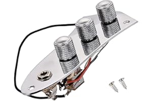 Veciado Vorverdrahtete Steuerplatte für Jazz-Bassgitarre, Geladene J-Bass-Steuerplatine mit Kabelbaum-Pull-Potentiometern