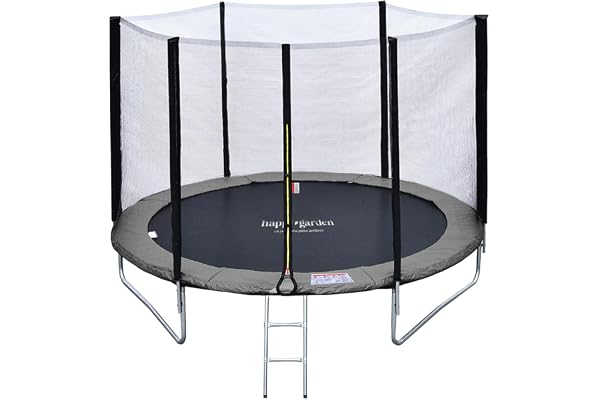 Pack Premium Trampoline de Jardin Rond pour Enfants 180cm réversible Gris/Rose Cairns + Filet, échelle, bâche et kit d'ancrage, Montage Facile