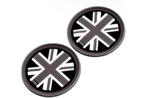 PSL Sottobicchieri in morbido silicone con bandiera del Regno Unito, compatibili con Mini Cooper R55, R56, R57, R58, R59, 73 mm, colore: nero