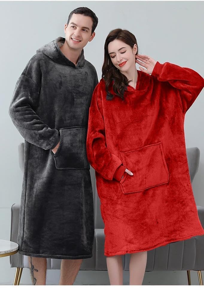 Mulberry 2'li Wellsoft Kapşonlu Giyilebilir Tv Battaniyesi Unisex Over Size