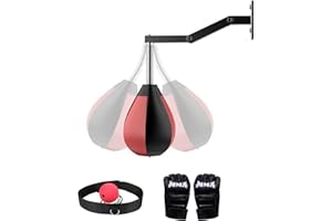 Joellfuner Speed Punch Balls, Hanging Speed Ball with Wall Mount, Height-Adjustable Boxing Ball, Punch Bag Set, Freestanding, Boxing Ball with Boxing Gloves, for Adults, Children, Home, Gym
