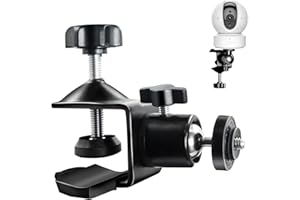 duozoanz Supporto Fotocamera Clamp Morsetto Clip - Telecamera Accessori con Piastra di Montaggio Universale e Adattatore a Vite da 1/4" per Sistemi Telecamere Sicurezza Esterni Interni, 1 Pezzo