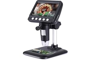 Koolertron Microscopio Digital 4.3 Pollici HD 1080P,LCD Microscopio Bambini 10-1000X, Microscopio Electronico con 32G TF Carta,8 Luci LED Microscopio Portatile Bambini