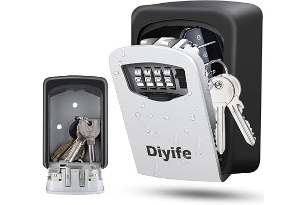 Diyife Boite à Clefs Sécurisée Exterieur, Boite à Clef Murale avec Code à 4 Chiffres, Métal Étanche & Antirouille, Robuste Coffre de Stockage pour L'école de Garage à Domicile