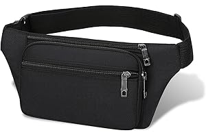 DSZEMIE Bumbag 4 Zip Pockets Fanny Packs for Women Men Waterproof Fashion Waist Running Bum Bag with Adjustable Belt for Sport Hiking Cycling Travel (Black)