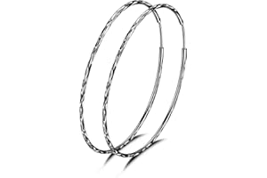 VONALA Pendientes de Aro de Plata de Ley 925 Grandes Circulo Redondo Aros Joyería para Mujer, Diámetro:20 30 40 50 60 MM