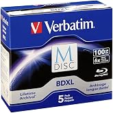Verbatim 98913 M-DISC BD-R XL 100GB/1-4x, Jewelcase (5 Discs), blue