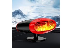 LECREATEKIT 12V Car Heater, 360-Degree Adjustment Portable Heater, Car Heater Anti-fog Automatic Defogger, Winter Car Heater Kit For Small Vehicles(black red)