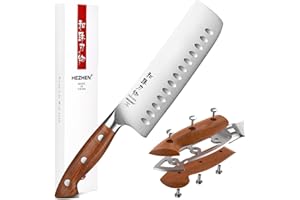 HEZHEN Acciaio Inox Coltelli Usuba e Nakiri, Stile Giapponese Coltello da Cuoco Cinese Professionale，Mannaie per Carne Verdure, Manico in Redwood