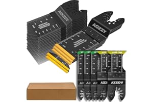 40 Tlg Multitool Sägeblätter Holz Set, 5 Oszillierende Multitool Sägeblätter Titanium, Quick Release Oszillierendes Multifunktionswerkzeug Kompatibel mit Fein Multimaster Porter Rockwell Cable Bosch