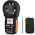 Anemometer Handheld Wind Speed Meter 0.3~30m/s, Digital Air Flow Wind Gauge with Wind Chill Indication, Measure Wind Speed/Temperature, LCD Display Backlight Wind Gauge for HVAC, Sailing, Kite Flying