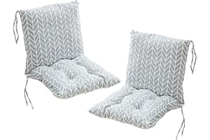 Morkite Lot de 2 coussins de chaise avec dossier - Coussin de dossier avec rubans - Pour chaise de jardin - 40 x 80 cm