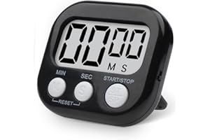 Pitasha Timer da Cucina Digitale, Cronometro Timer Magnetico con Allarme, Forte e Ampio Display LCD per Cucina, Bagno, Aula