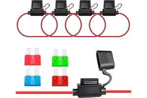 ALLECIN 4 Stück KFZ Sicherungshalter 10AWG Draht Flachsicherungshalter Inline 32V Sicherung Halter Wasserdicht Flachsicherung Fuse Holder mit 10A 15A 30A 40A Standard Flachsicherungen für Auto LKW