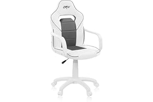 ADEC GROUP duehome | DRW, Silla Gamer, Silla de Oficina Gaming Estudio o Escritorio, Acabado en Símil Piel Blanco y Gris, Medidas: 46,5 cm (Ancho) x 46 cm (Largo) x 98-109,5 cm (Alto)