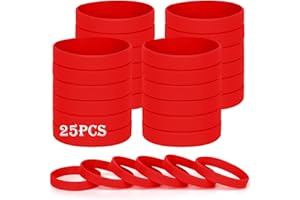 HONTIUS 8'' Braccialetti In Gomma, 25 Pezzi Braccialetti In Silicone, Rosso Vuoto Elastici di Gomma per Uomo Donna Scuola Insegnante Squadra Festa