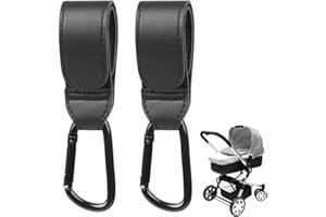 ABINCHAOBANG Buggy Clips, Pram Hook Clip, Durable Stroller Hooks, Pushchair Organiser for Easy Attachment, Black Carabiner Hooks for Bags, Shopping Bags and Baby Travel Essentials
