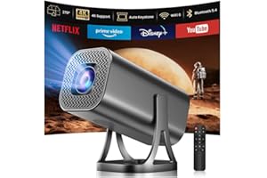 FINADE Proiettore Portatile, con WiFi 6 Bluetooth 5.4 Support 4K 1080P, Mini Proiettore 22000 Lux Auto Keystone Rotabile 270°, Built-in Apps Android 12.0 Compatibile HDMI 1.4/USB 2.0/TV Stick/Laptop/Telefono