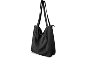 flintronic Corduroy Tote Bag for Women, Large Capacity Shoulder Bags, Cord Tote Bag for Ladies Girls, Waterproof Tote Handbag with Zipper, Big Casual Shopping Bag for School Work Travel Daily Use
