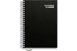 Teacher Planner 2025-2026 A4 size by Pirongs | 7 Lesson Planner for Teachers | Page a day | Undated, Hardback, Wiro-bound Teachers Planner - Black