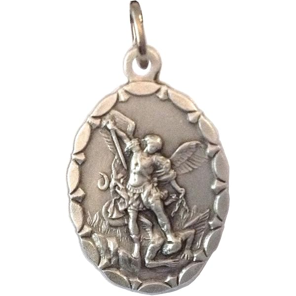 Medaglia Ciondolo San Michele Arcangelo - Argento Sterling Placcato Oro 18kt, Misura 20 Mm, Protezione E Fede