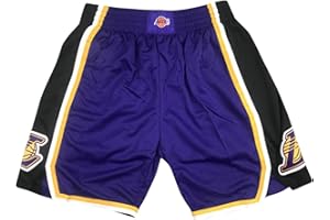 WEOPLKIN Basketball Shorts Herren Lakers Shorts NBA Shorts Lakers Sportshorts Kurz Hosen Jogginghose Los Angeles Lakers Shorts Lässige Bequem Leichtgewicht Shorts