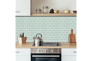 Alwayspon 3D-Vinyl-Wandfliesenaufkleber, selbstklebend, wasserdicht, Spritzschutz für Küche, Badezimmer, Wand, 30,5 x 15,3 cm, Grün, 10 Bögen