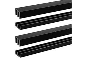 Landical 2 Pack 4 ft Long Black Plastic Sliding Door Track Set Fit 1/4” by Passing Doors PVC Plastic Sliding Cabinet Door Track Easy Quick Installation Sliding Track Made for Multiple Door Types