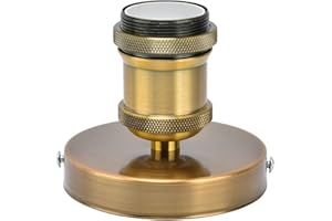 VIAGASAFAMIDO E26 E27 Plafonnier Vintage Vis Douille Vintage Douille de Lampe Plafonnier Support avec Accessoires pour Maison Cuisine Chambre Salon 100‑240V patine dorée