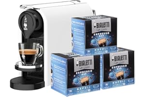 Bialetti Gioia PLUS, aluminiowa ekspres do kawy do kapsułek, zawiera 48 kapsułek, działa wyłącznie z kapsułkami, biały