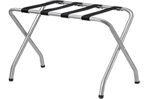 IDIMEX Porte-Valise Luggage en métal Gris, Support-Bagages Accessoire de Chambre hôtel pour Sac de Voyage et Valise, Support Valise Pliable avec 4 Sangles de Maintien