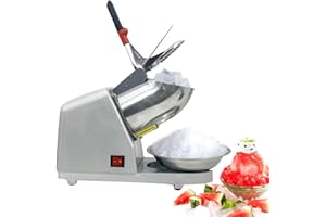 ECUTEE Tritaghiaccio Elettrico 65 kg/H Tritaghiaccio Macchina per Cono da Neve,Tritaghiaccio Elettrico Professionale con Ciotola, Lama Acciaio Inox, 300W, Argento