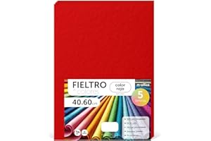 m-office Fieltro para Manualidades, Fieltro de Colores, Suave y Flexible, Material para Costura, Telas Patchwork, Ideal para proyectos DIY, artesanía o decoración, 40x60cm (rojo, 5 uds)