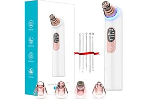 CELAKEETY puntos negros limpiador succionador de puntos negros - limpiador de poros facial succionador de espinillas extractor de puntos negros limpia poros quita espinillas luz azul 3 succión 4 cabezales