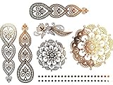 Novu Ink Tattoo Artist Gold and Silver Foil Temporary Tattoo Jewellery transfer Mandala Ornamental Flower Circle Henna Collection Set