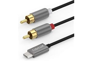 Kabel audio USB typu C Cubilux do złącza RCA [DAC 192 kHz/24-bit] Przewód stereo Thunderbolt do złącza RCA do MacBook,iPhone 15,iPad 10,iPad Pro,iPad Air 5/4,Samsunga S24/S23/S22, laptopa,10 stóp