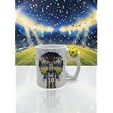 Kişiye &Ouml;zel Tasarım Sarı Lacivert Kupa Bardak Baba Oğul/Kız/Aile &Ouml;zel Futbol Toplu Bardak (Toplu Kupa: Baba Oğul)