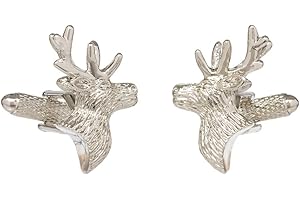 ONYX - ART LONDON Stags Head Cufflinks - Head of Stag with Antlers Cufflinks in Onyx Art London Cufflink Gift Box