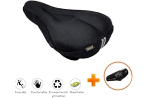 Ancocs Bicycle Seat Cushion with Waterproof Cover, Ultra Soft Gel Bike Seat Cover, Spinning Comfortable Bike Saddle for Mountain, Road Exercise and Cruiser Bikes, Men & Women.