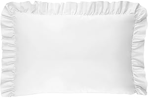 ‎BALBINA Balbina Kissenbezug 40 x 60 cm für Kinder & Babys, Kopfkissenbezug Baumwolle, für Kinderzimmer, Kinderwagen oder Kinderbett, Baumwoll-Kopfkissenbezug mit Rüsche & Reißverschluss, Weiß
