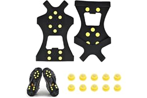 KARELLS Crampons Antidérapant, Glace Traction Antidérapant, Inoxydable Crampons, Crampon à Neige Antidérapant, Crampon Neige Chaussures Pointes, pour La Marche Randonnée Alpinisme en Hiver