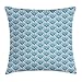 Produktbild Grey Blue Throw Pillow Cushion Cover, Vintage Flower Pattern with Swirled Lines Spirals and Scales Blooming Nature, Decorative Square Accent Pillow Case, 18 X 18 inches, Multicolor