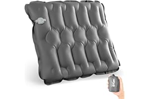 HiiPeak Inflatable Seat Cushion, Lightweight Compact Stadium Seat Pad Camping Air Seat Cushion for Airplane Boating Travel Bleachers Backpacking Hiking Office Car Sports Events Concert(Grey)