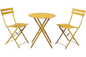 Brigros Estosa - Set Da Giardino Teresa Tavolino + 2 Sedie In Alluminio, Disponibile In Diversi Colori, Robusti E Resistenti Facilmente Richiudibili, Arredo Esterno (Senape)