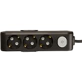 Viko Multi-Let 3-Piece 2 meter Socket, Black, Keyed, Grounded, Child Protected