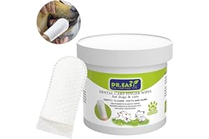 DR. EASY Breath Freshener Lingettes dentaires pour Les Doigts 80ct pour Chien et Chat, Aider à essuyer la Plaque et Le tartre, sans Produits Chimiques agressifs ajoutés sans Formule de Brosse